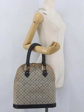 LOUIS VUITTON Monogram Mini Alma Haut Hand Bag Blue M92202 LV Auth LNZ461